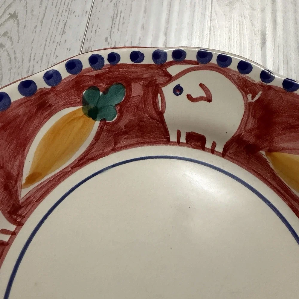 VIETRI Solimene Campagna Pig Carrot Porco Hand Painted Ceramic Salad Plate  8.5